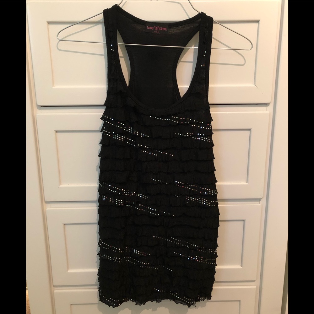 Black tank with silver sequins
